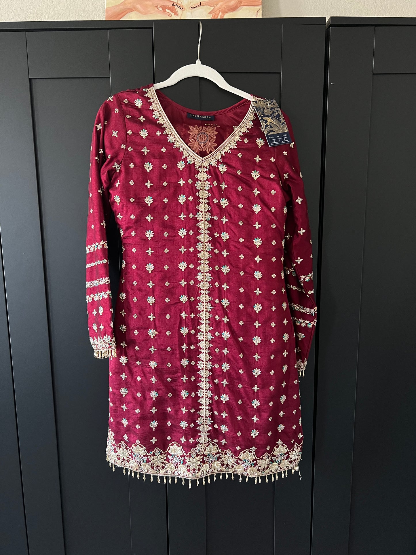 MEDIUM 3 Piece Lashkaraa Red Gharara