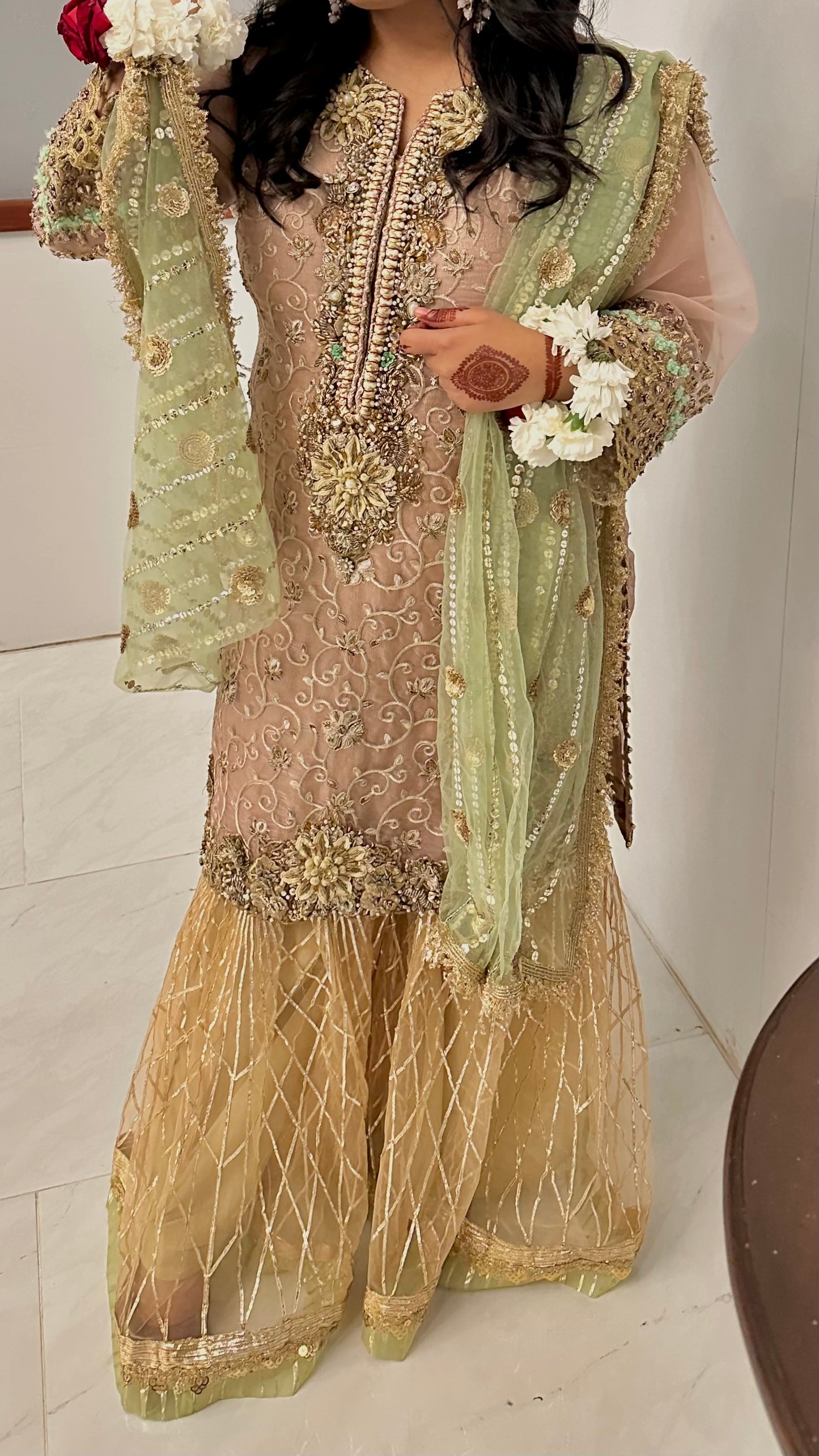 Khuda Baksh Golden/Pink Suit