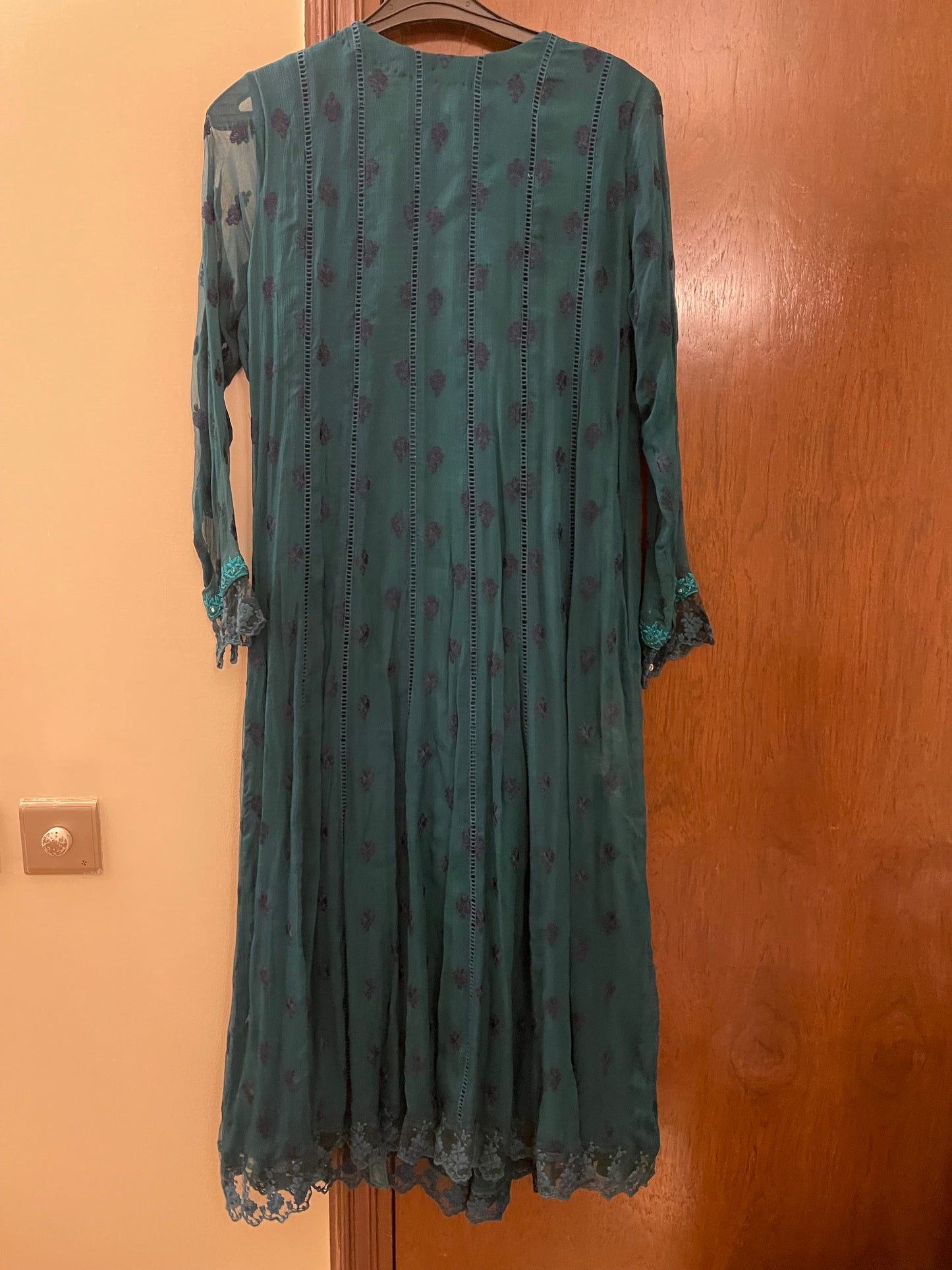 Emerald Green Anarkali by Pakistani designer Sana Abbas