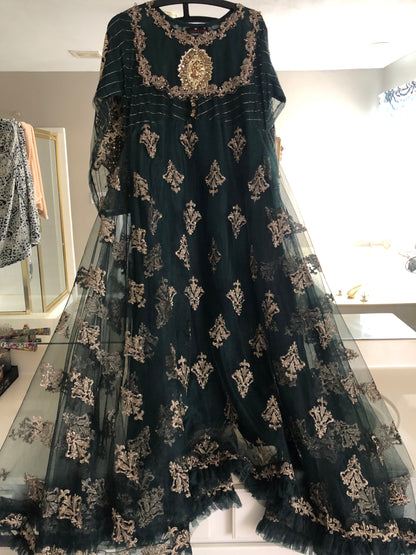 bottle green Anarkali