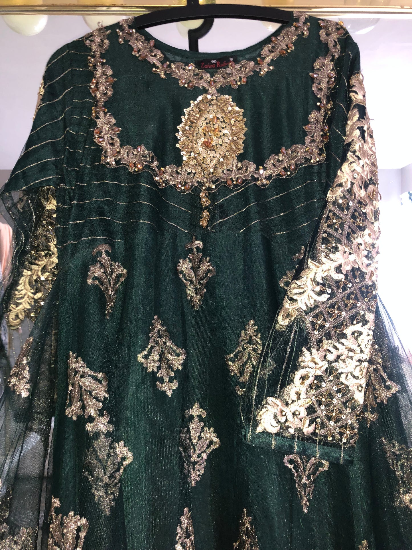 bottle green Anarkali