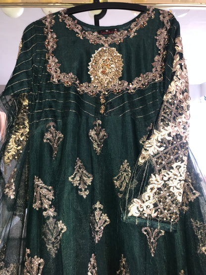 bottle green Anarkali