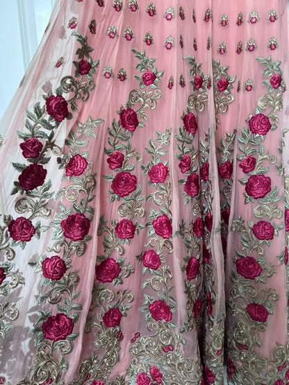 3 Piece Floral Embroidered Frock