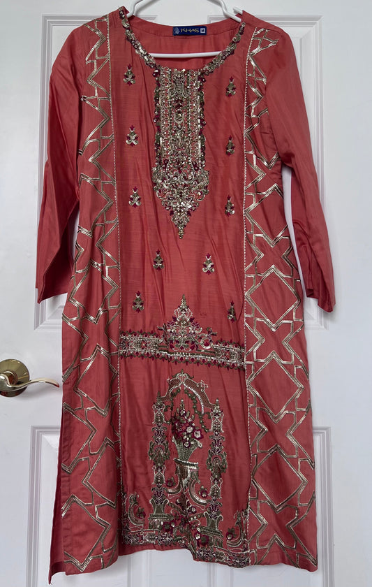 Khas 4 Piece Embroidered Gown and Gharara Outfit