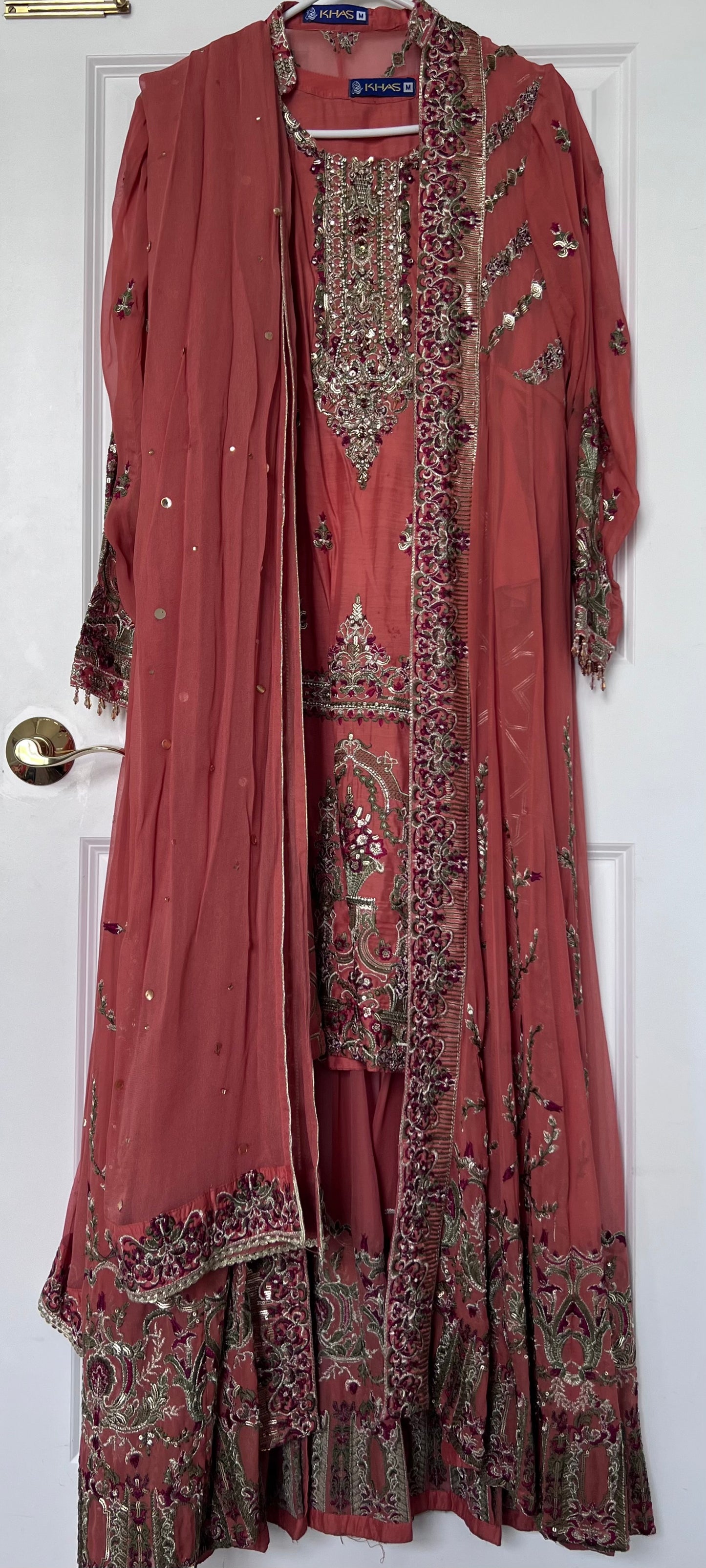 Khas 4 Piece Embroidered Gown and Gharara Outfit