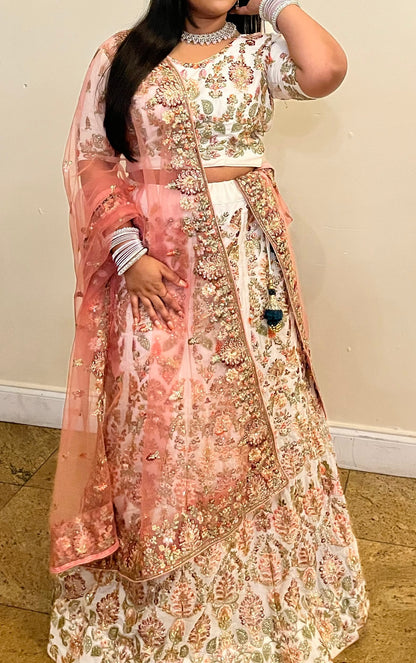 Utsav White And Pink Lehenga