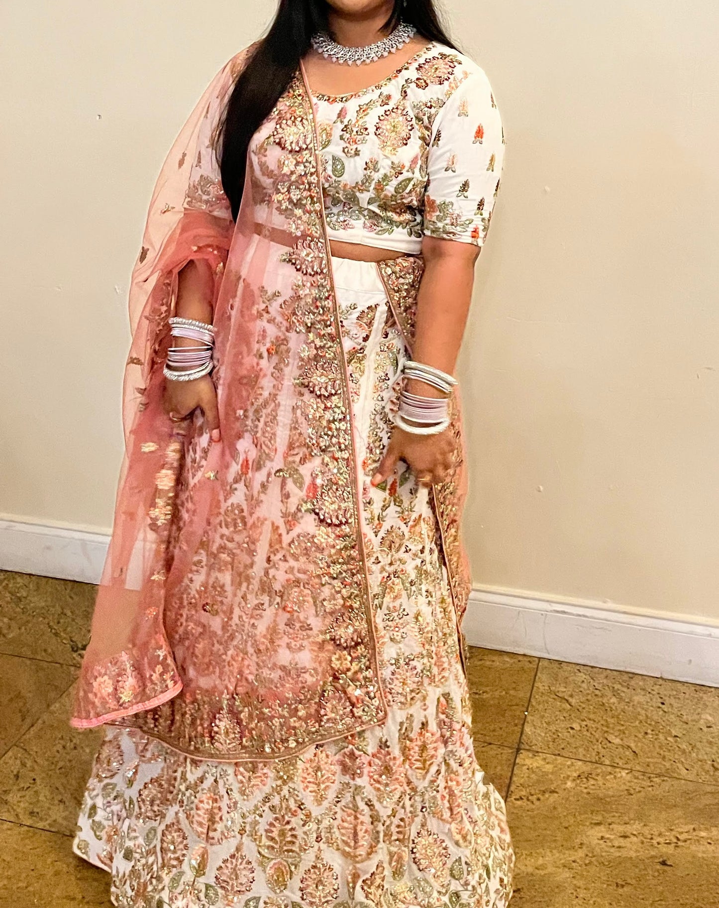 Utsav White And Pink Lehenga