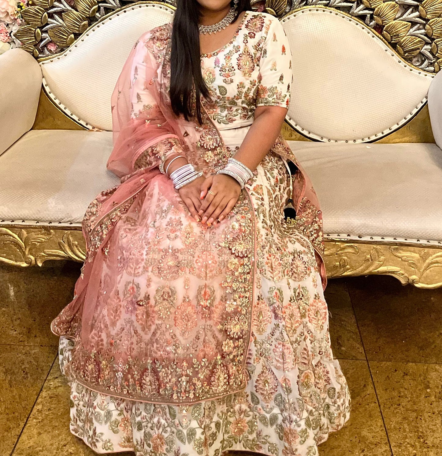 Utsav White And Pink Lehenga