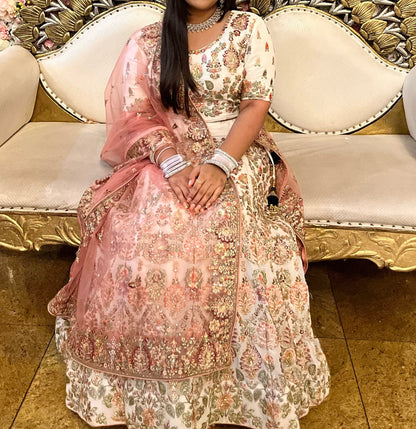 Utsav White And Pink Lehenga