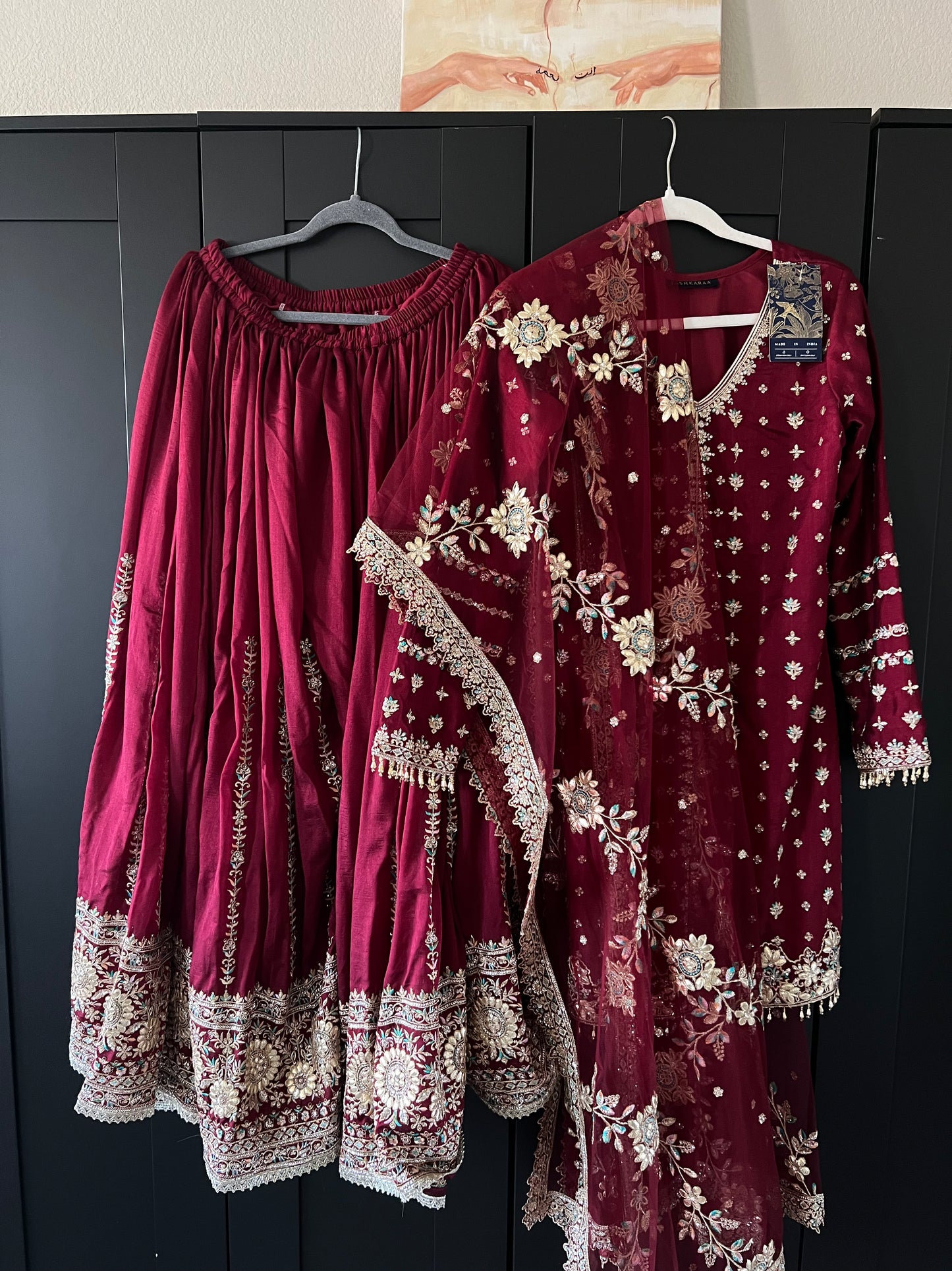 3 Piece Lashkaraa Red Gharara