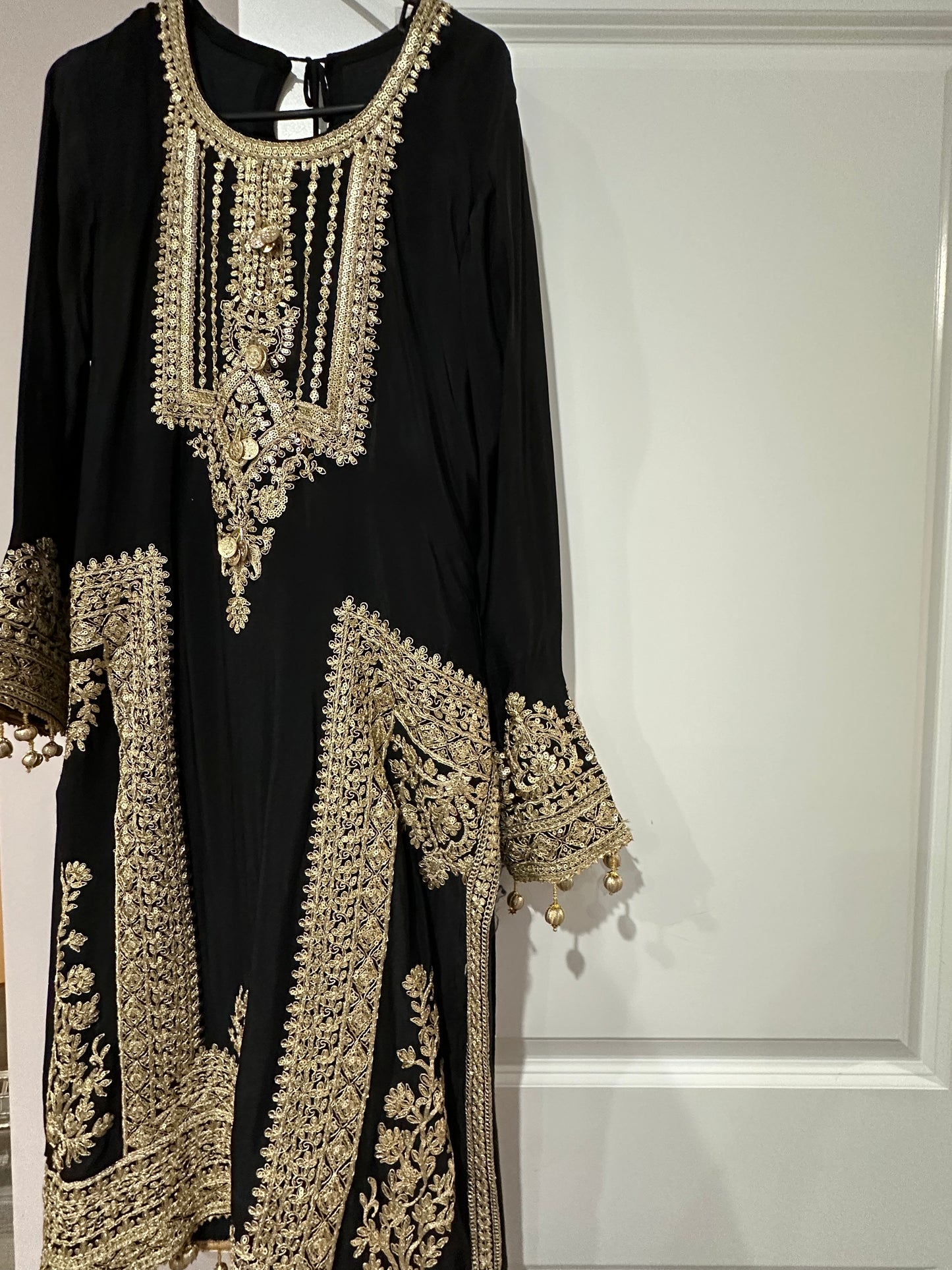 Gold And Black Shalwaar Kameez