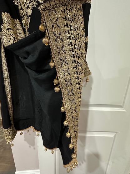 Gold And Black Shalwaar Kameez