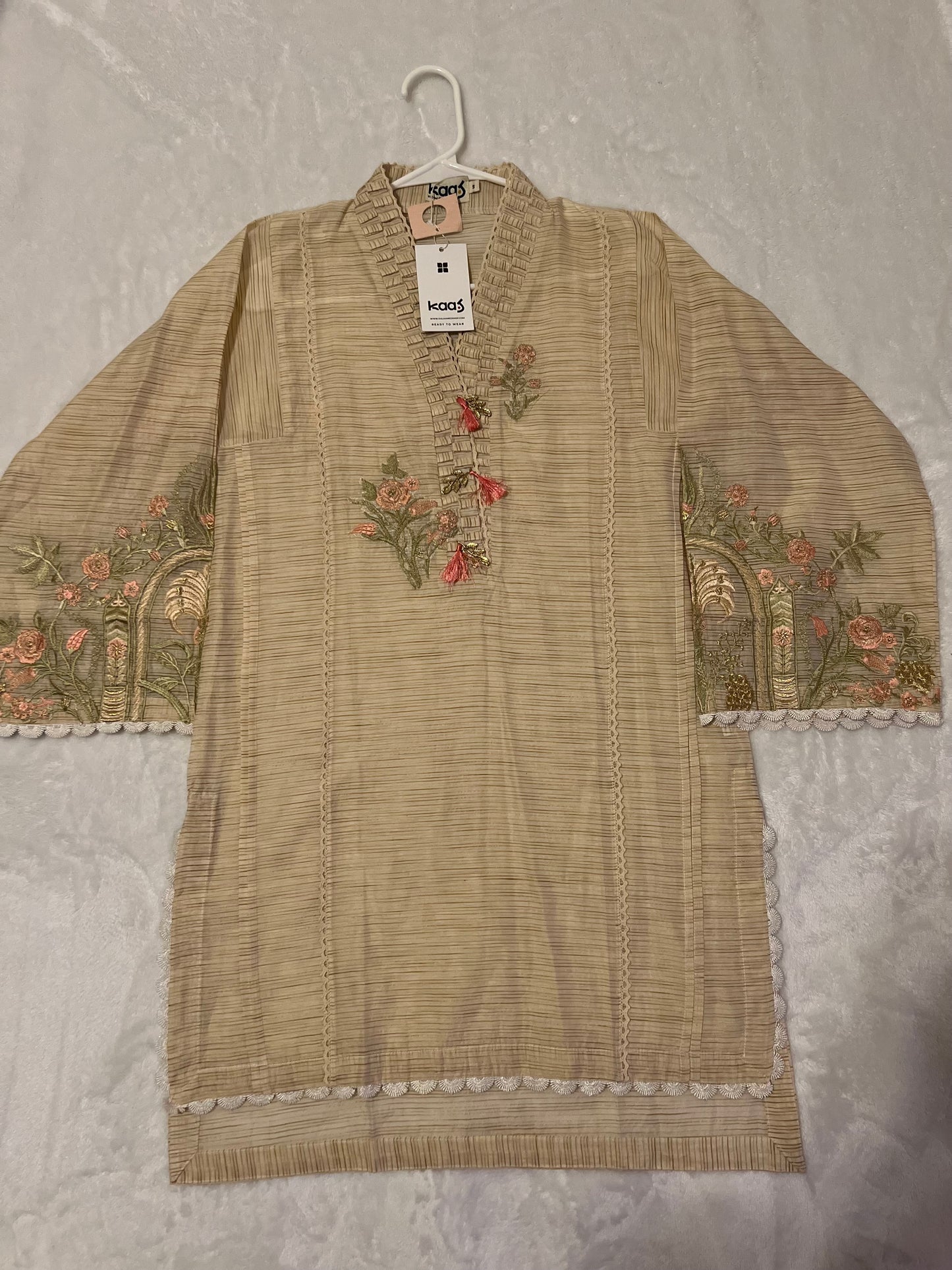 Beige Embroidered Kurta