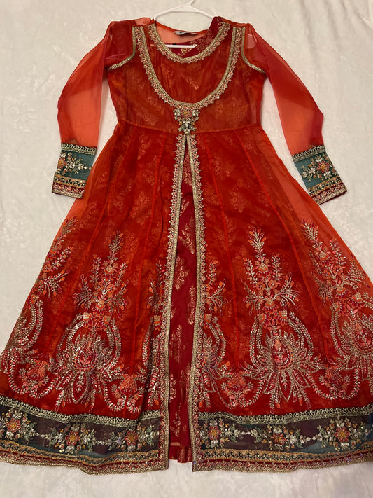 3 Pc Maria B Red Embroidered Suit