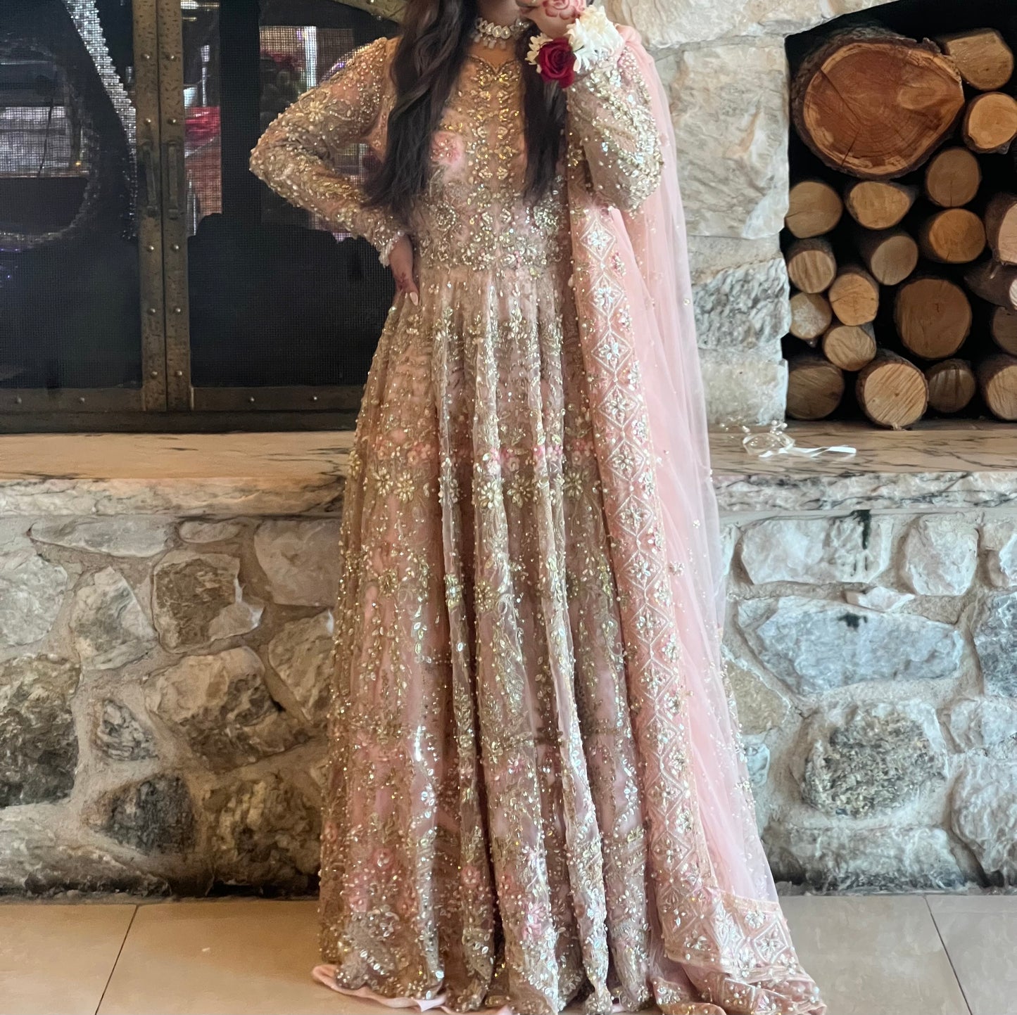 Pink and Gold Maxi w Lehenga