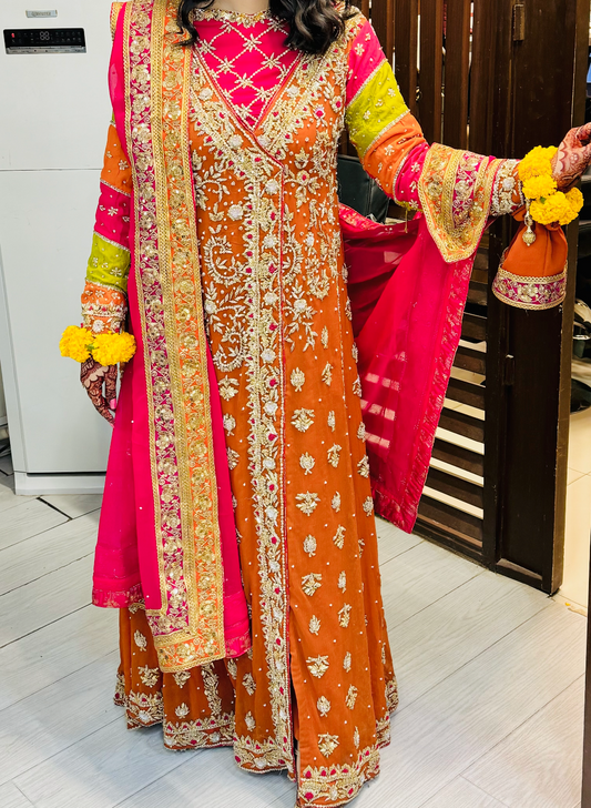 Mehndi Dress with dupatta and trouser